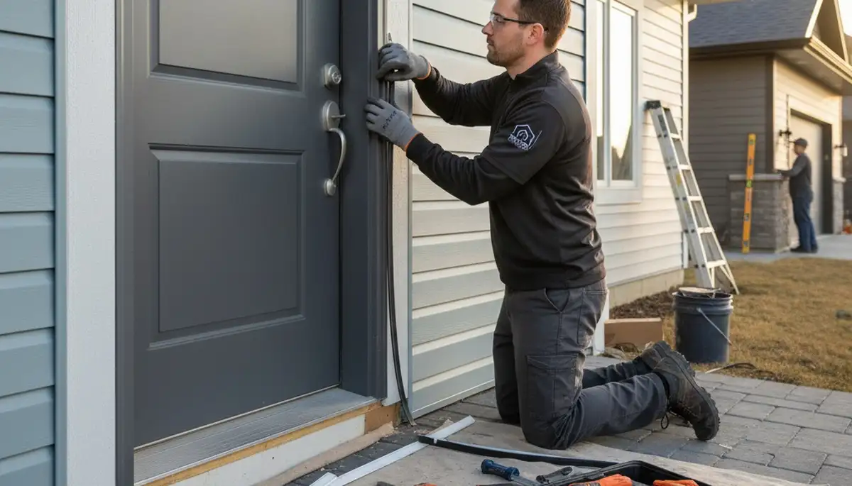 Vinyl siding and door repair service in Dallas, TX by Next Level Exteriors contractor