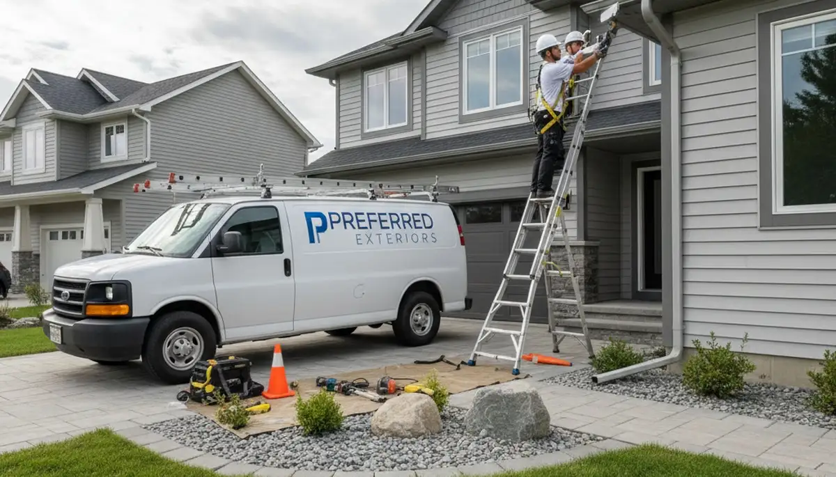 Vinyl siding and gutter repair service by Dallas TX contractors protecting home exteriors