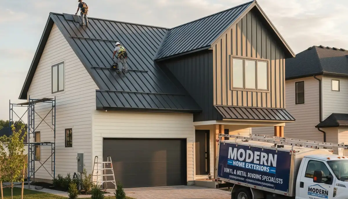 Professional metal roofing installation on Dallas TX home by Next Level Exteriors contractor