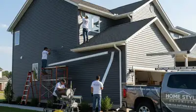 Seamless gutter installation on Dallas, TX home by vinyl siding experts at Next Level Exteriors