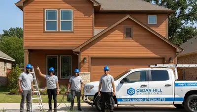 Vinyl siding installation on residential home in Dallas, TX by local siding contractors