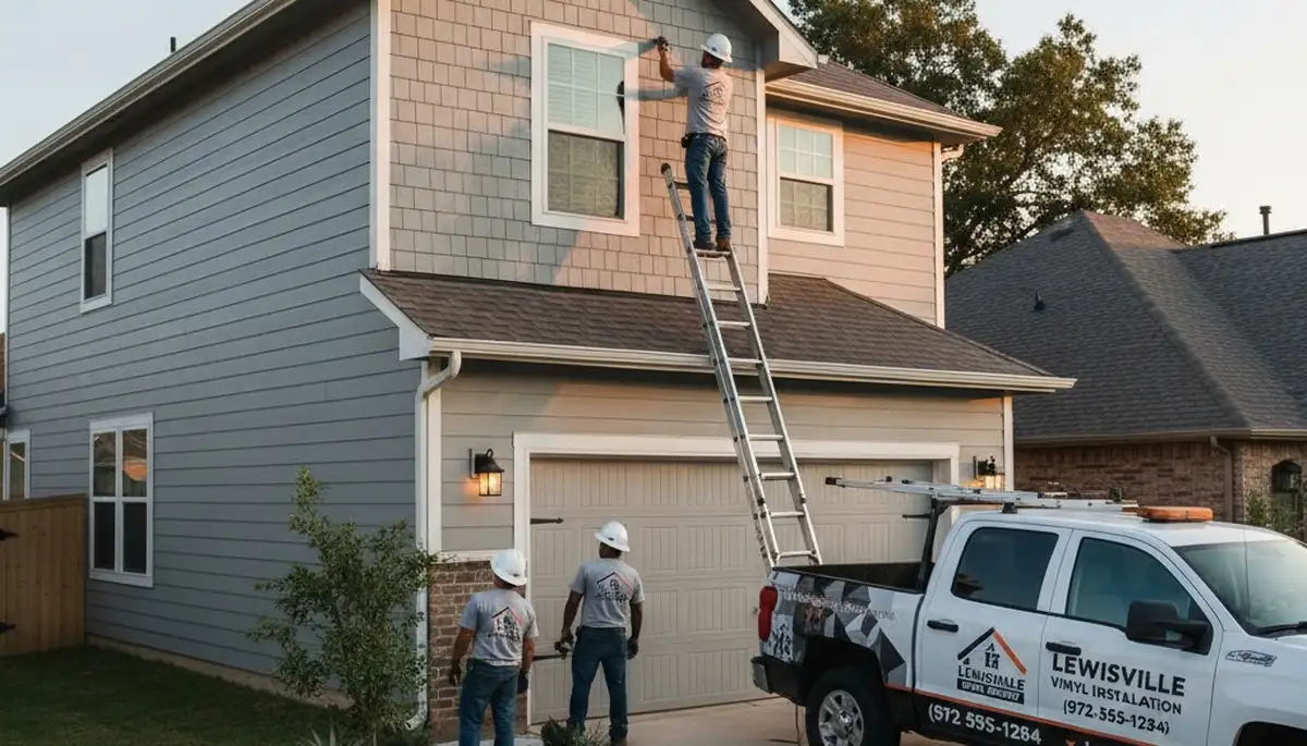 Vinyl siding installation by professional contractors in Dallas, TX homes